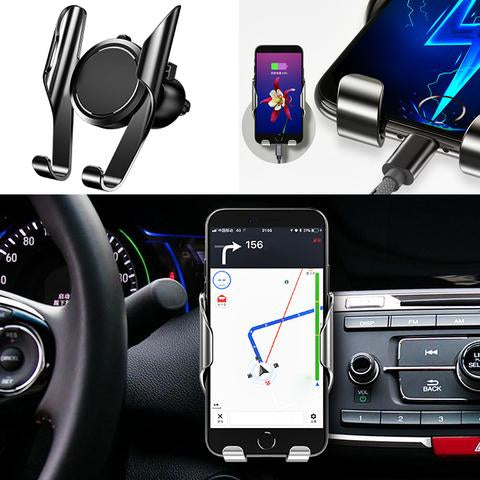 360° Spring-Action Car Phone Mount | Suction & Air Vent