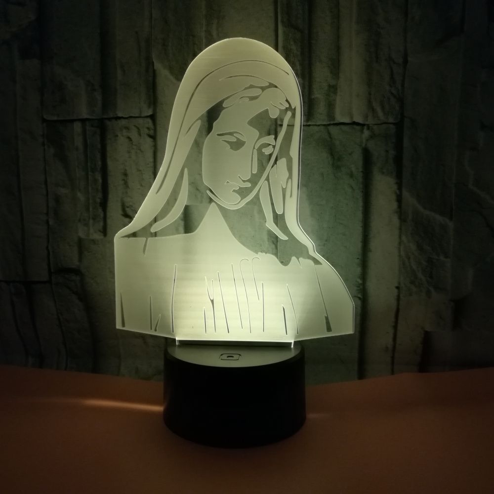 3D LED Night Light – Jesus & Virgin Mary Laser Engraved Lamp
