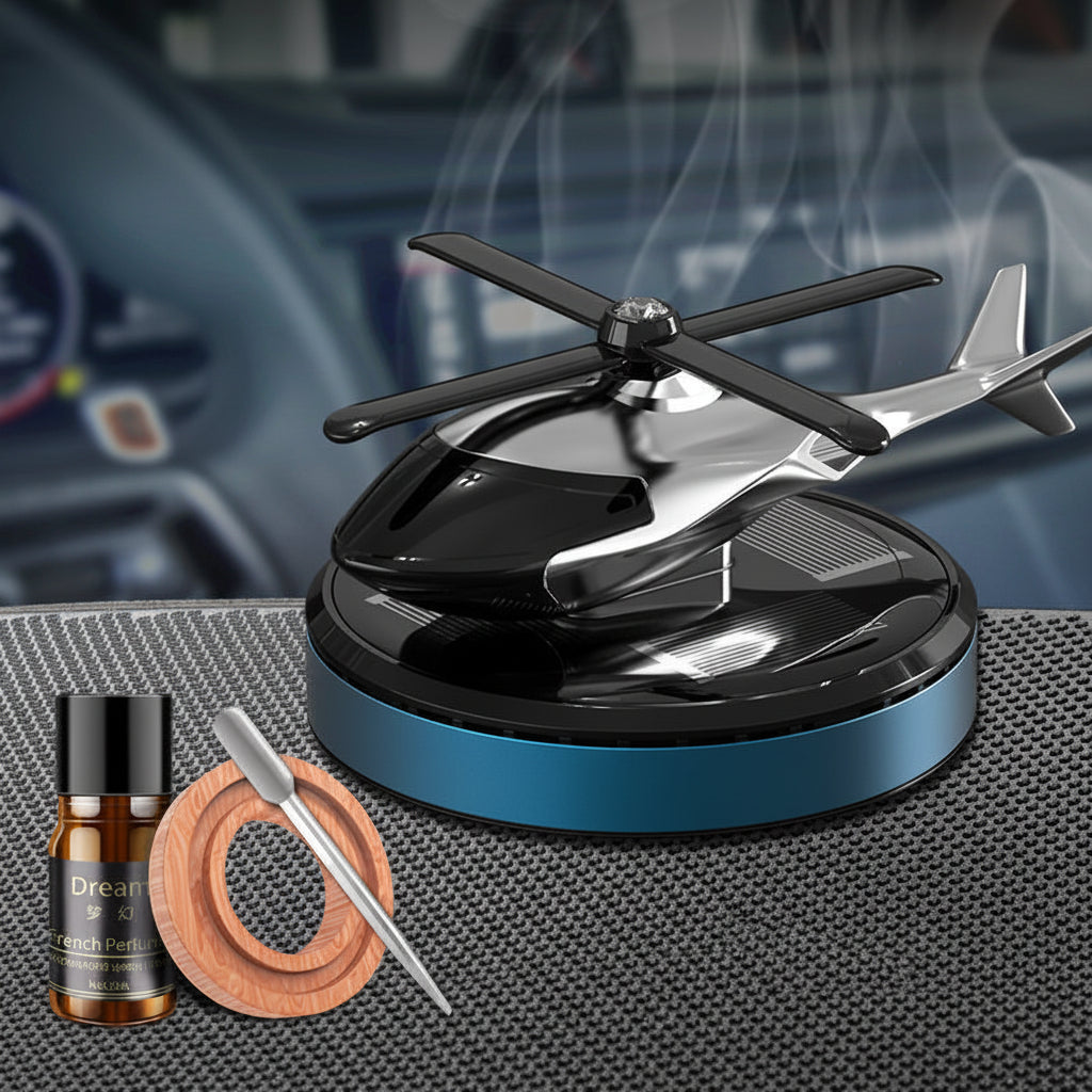Solar-Powered Helicopter Car Air Freshener – Rotating Aromatherapy Diffuser