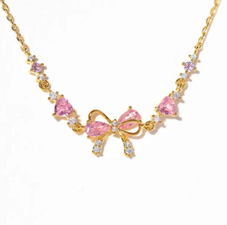 Heart Bow Zircon Chain Bracelet – Silver, Gold & Rose Gold