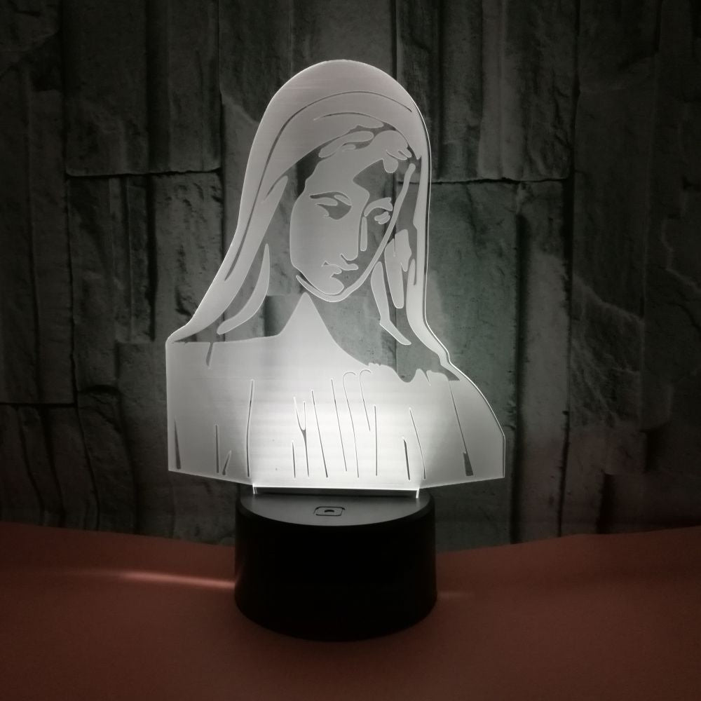 3D LED Night Light – Jesus & Virgin Mary Laser Engraved Lamp