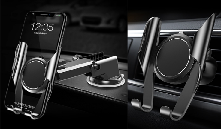 360° Spring-Action Car Phone Mount | Suction & Air Vent