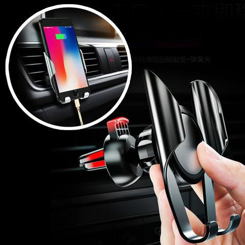 360° Spring-Action Car Phone Mount | Suction & Air Vent