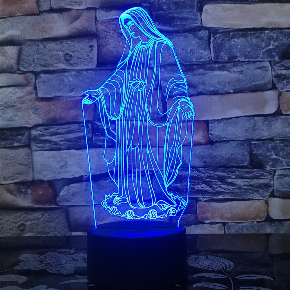 3D LED Night Light – Jesus & Virgin Mary Laser Engraved Lamp