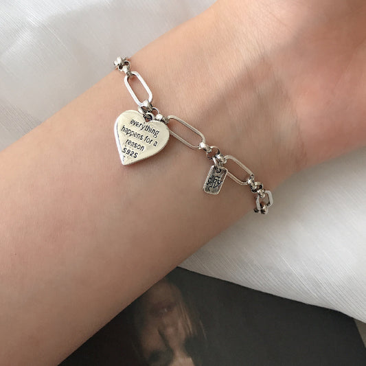 925 Sterling Silver Loving Heart Charm Bracelet