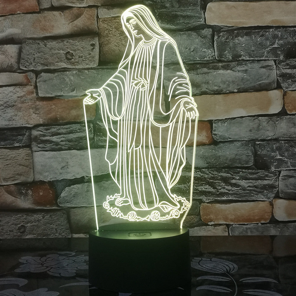 3D LED Night Light – Jesus & Virgin Mary Laser Engraved Lamp