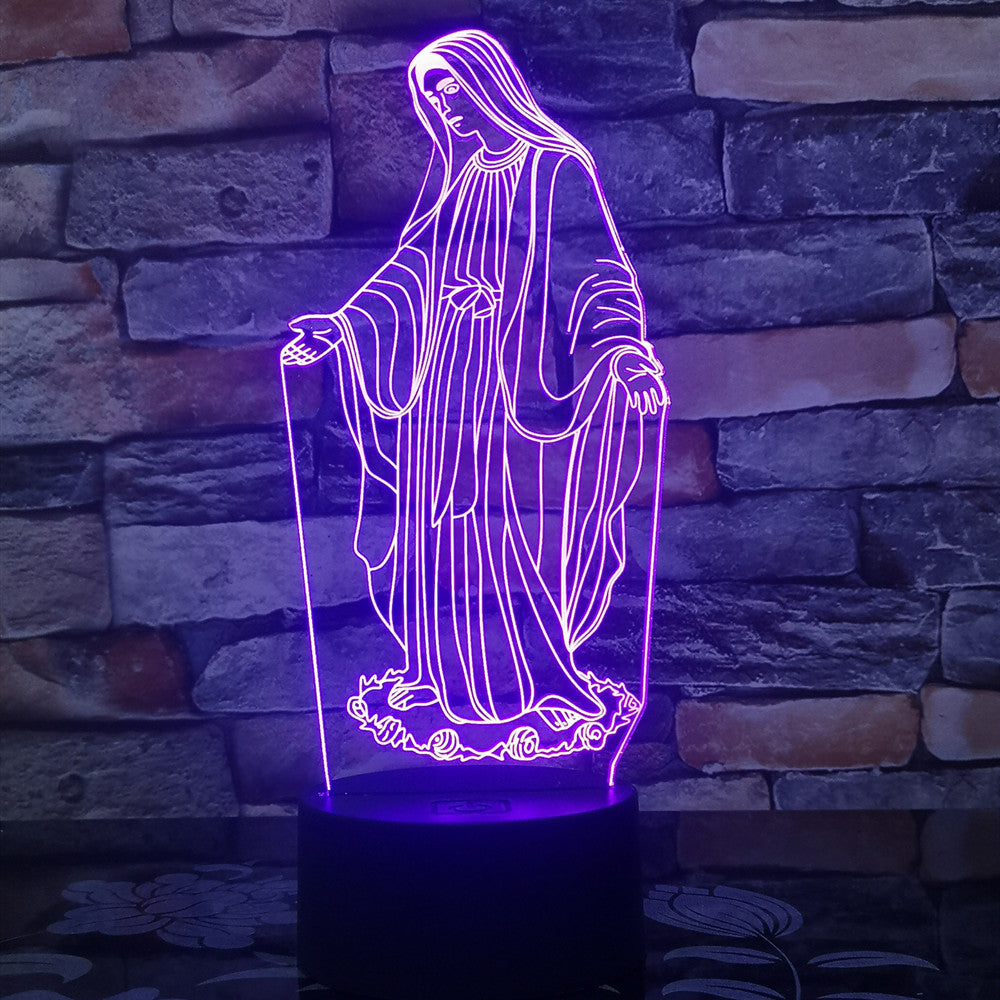 3D LED Night Light – Jesus & Virgin Mary Laser Engraved Lamp