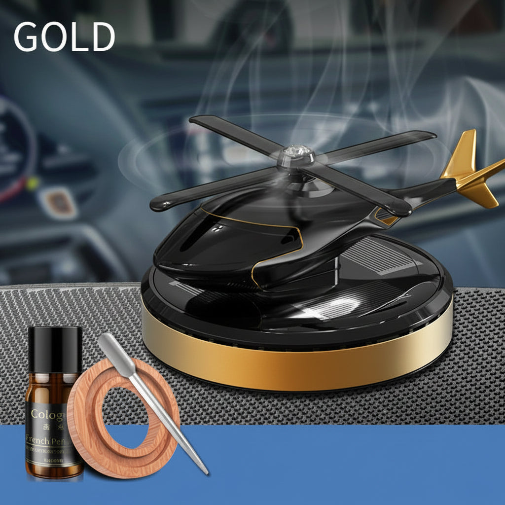 Solar-Powered Helicopter Car Air Freshener – Rotating Aromatherapy Diffuser