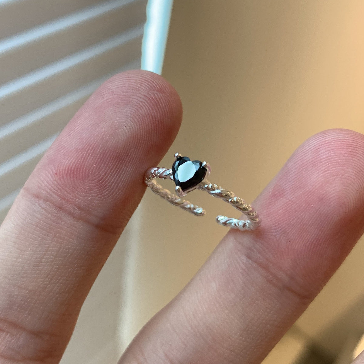 Black Zirconia Love Twist Ring | 925 Sterling Silver