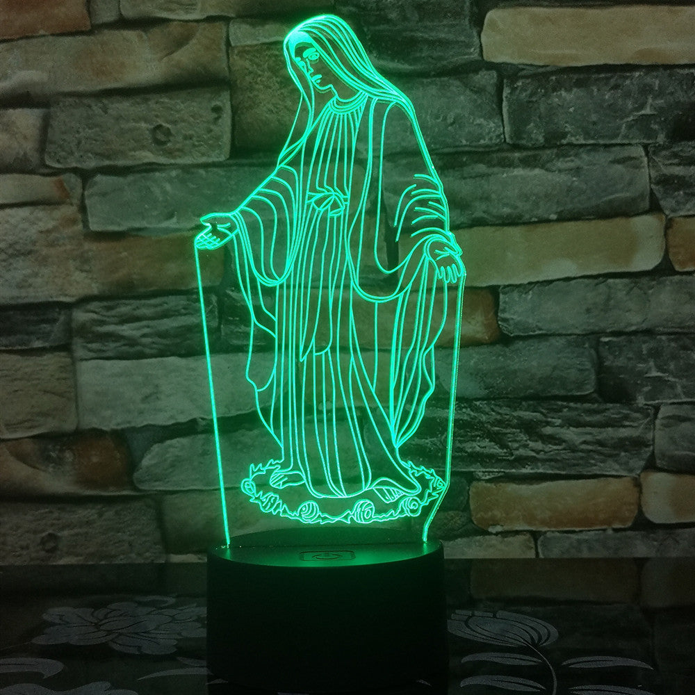 3D LED Night Light – Jesus & Virgin Mary Laser Engraved Lamp