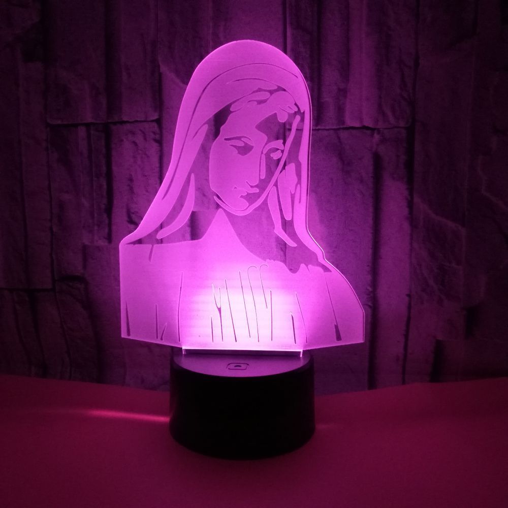 3D LED Night Light – Jesus & Virgin Mary Laser Engraved Lamp