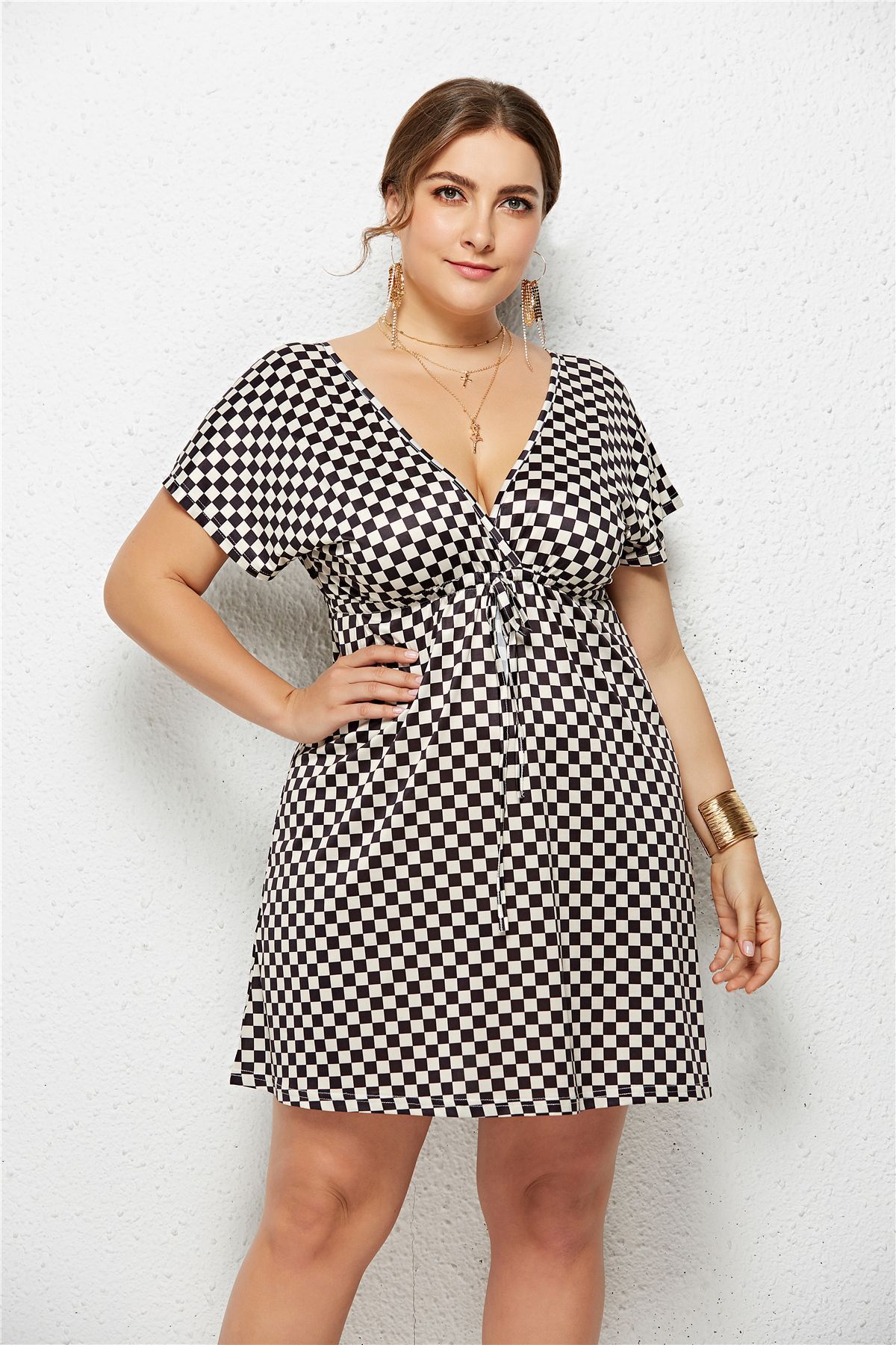 Floral Print V-Neck Dress with Elastic Waist