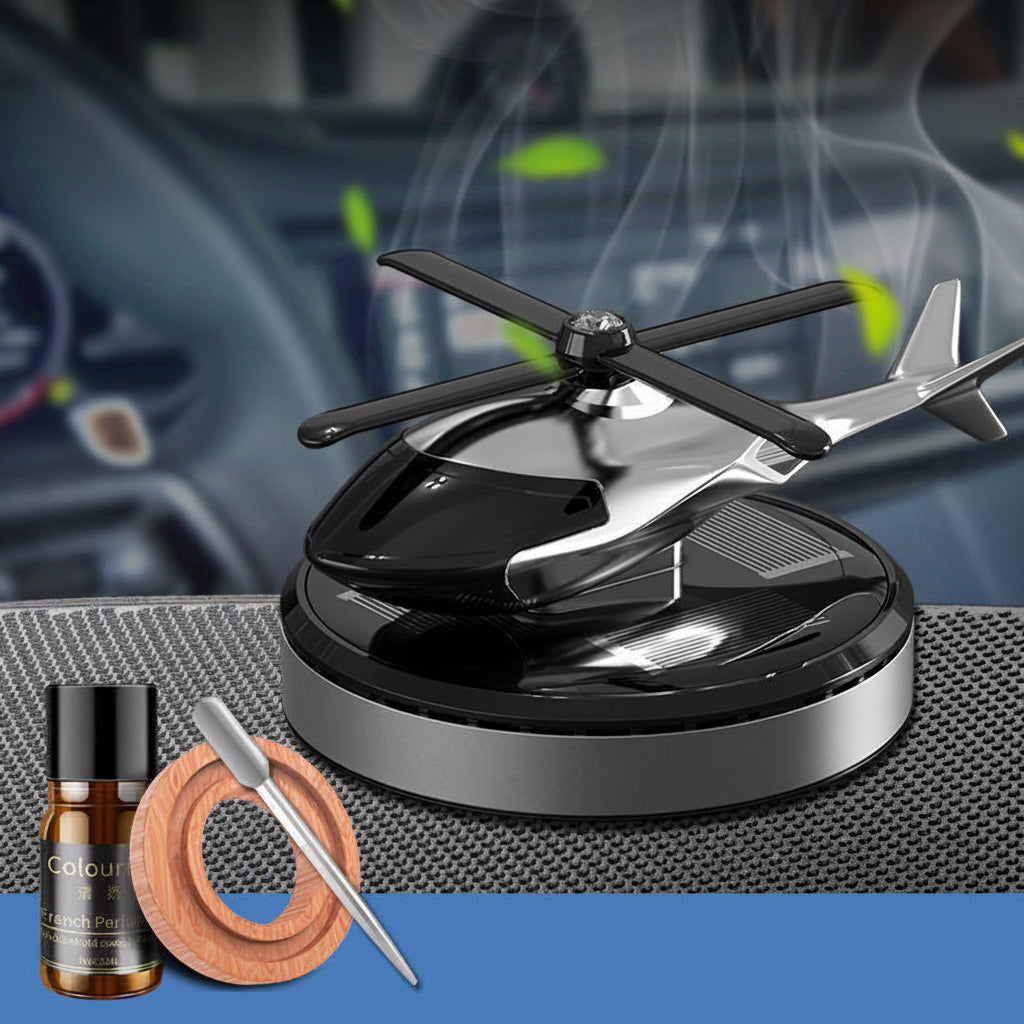 Solar-Powered Helicopter Car Air Freshener – Rotating Aromatherapy Diffuser