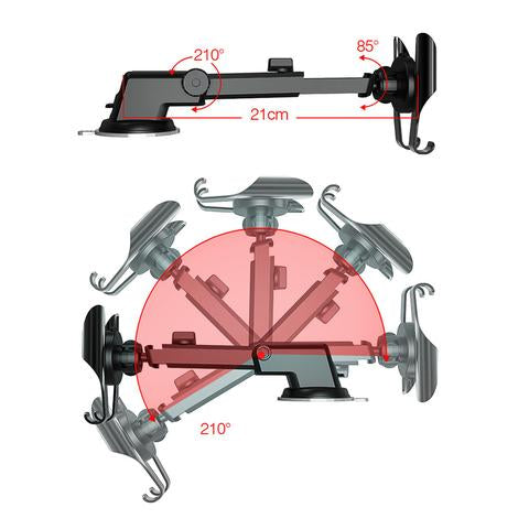 360° Spring-Action Car Phone Mount | Suction & Air Vent