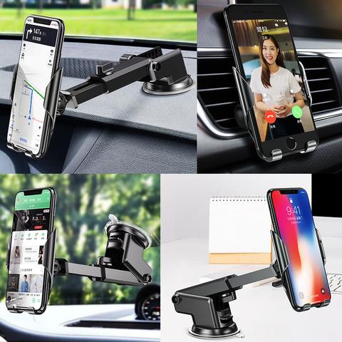 360° Spring-Action Car Phone Mount | Suction & Air Vent