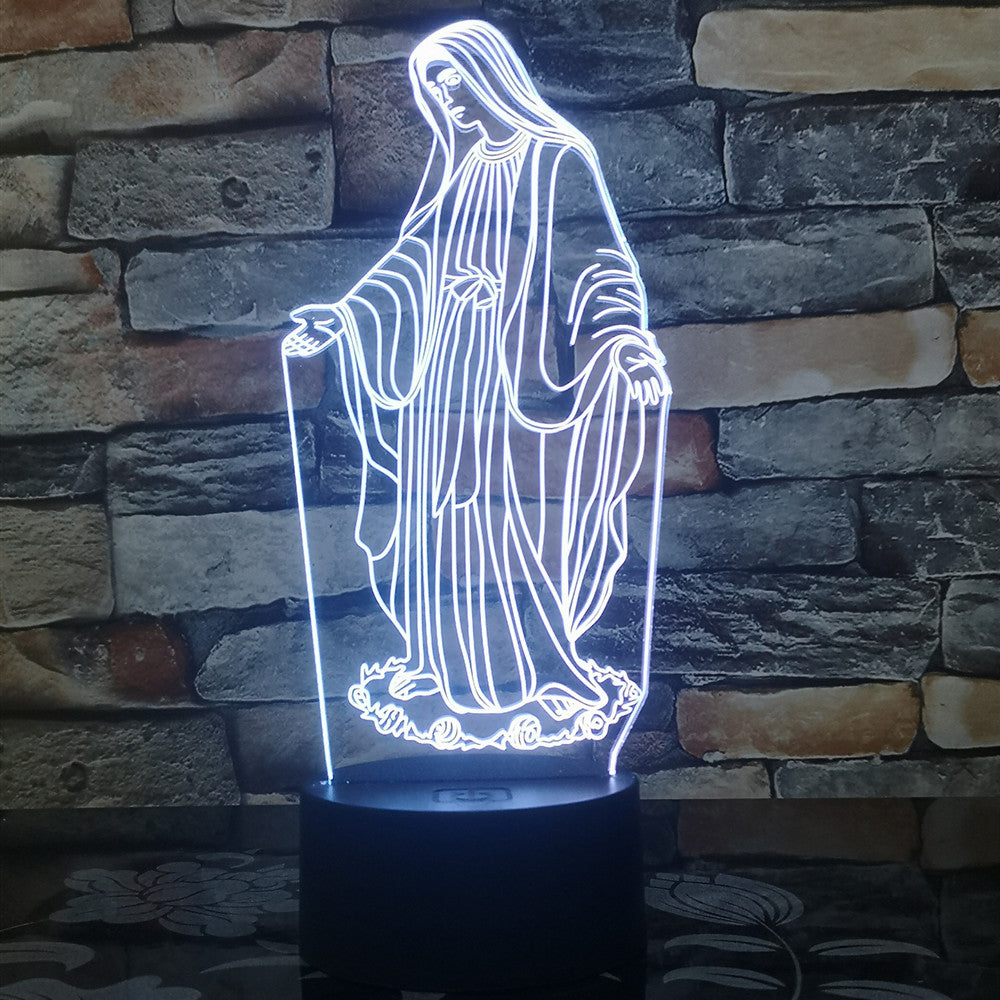 3D LED Night Light – Jesus & Virgin Mary Laser Engraved Lamp