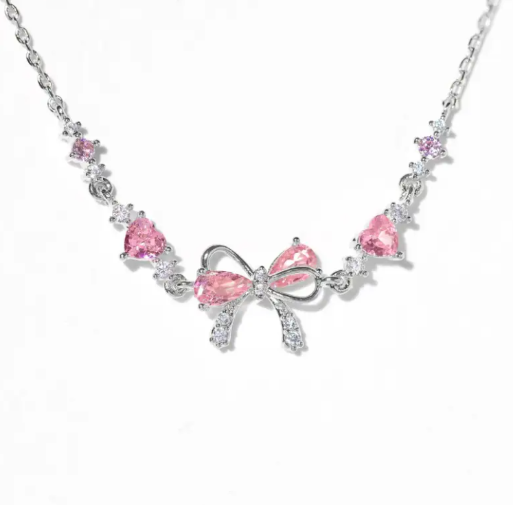Heart Bow Zircon Chain Bracelet – Silver, Gold & Rose Gold