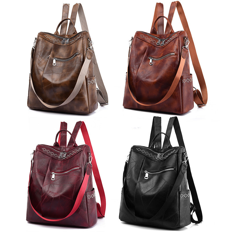 Women's Retro Soft Leather Backpack – Large Capacity