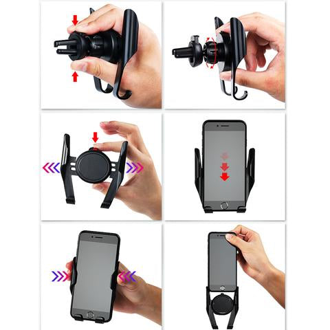 360° Spring-Action Car Phone Mount | Suction & Air Vent