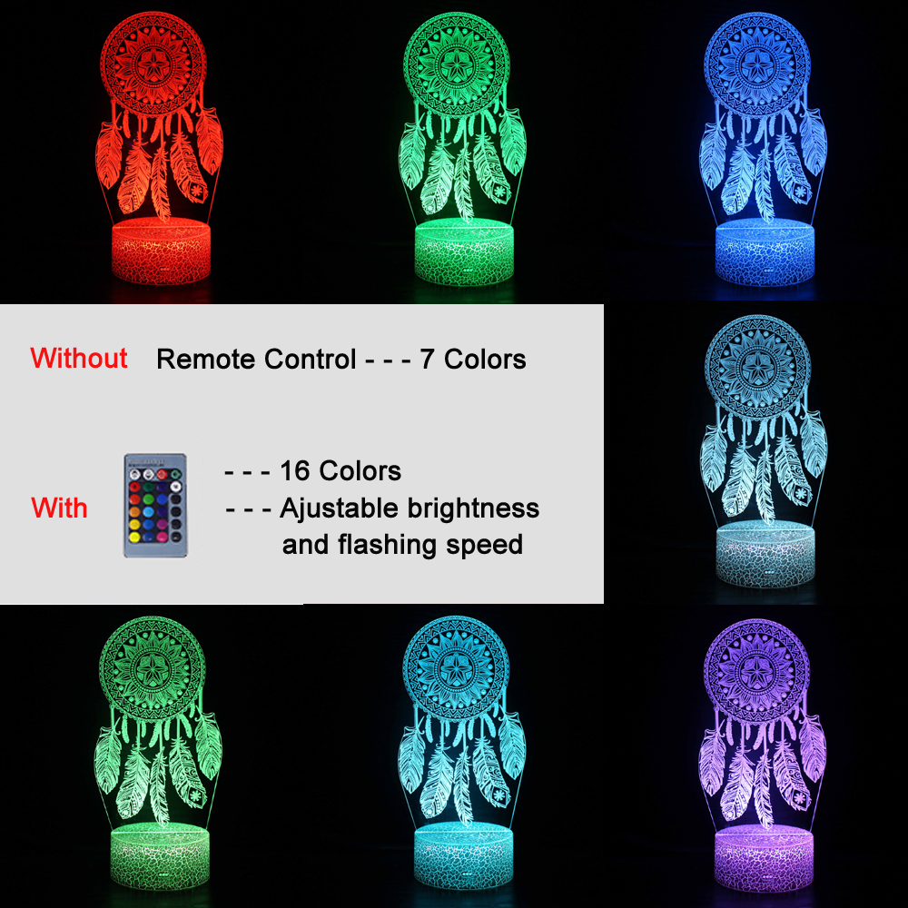 3D Illusion Night Light – Dream Catcher LED Lamp