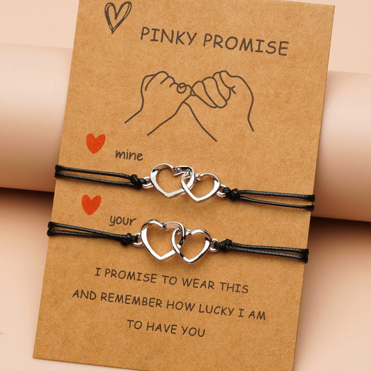 Pinky Promise Heart Bracelet | Wax Thread Friendship Bracelet