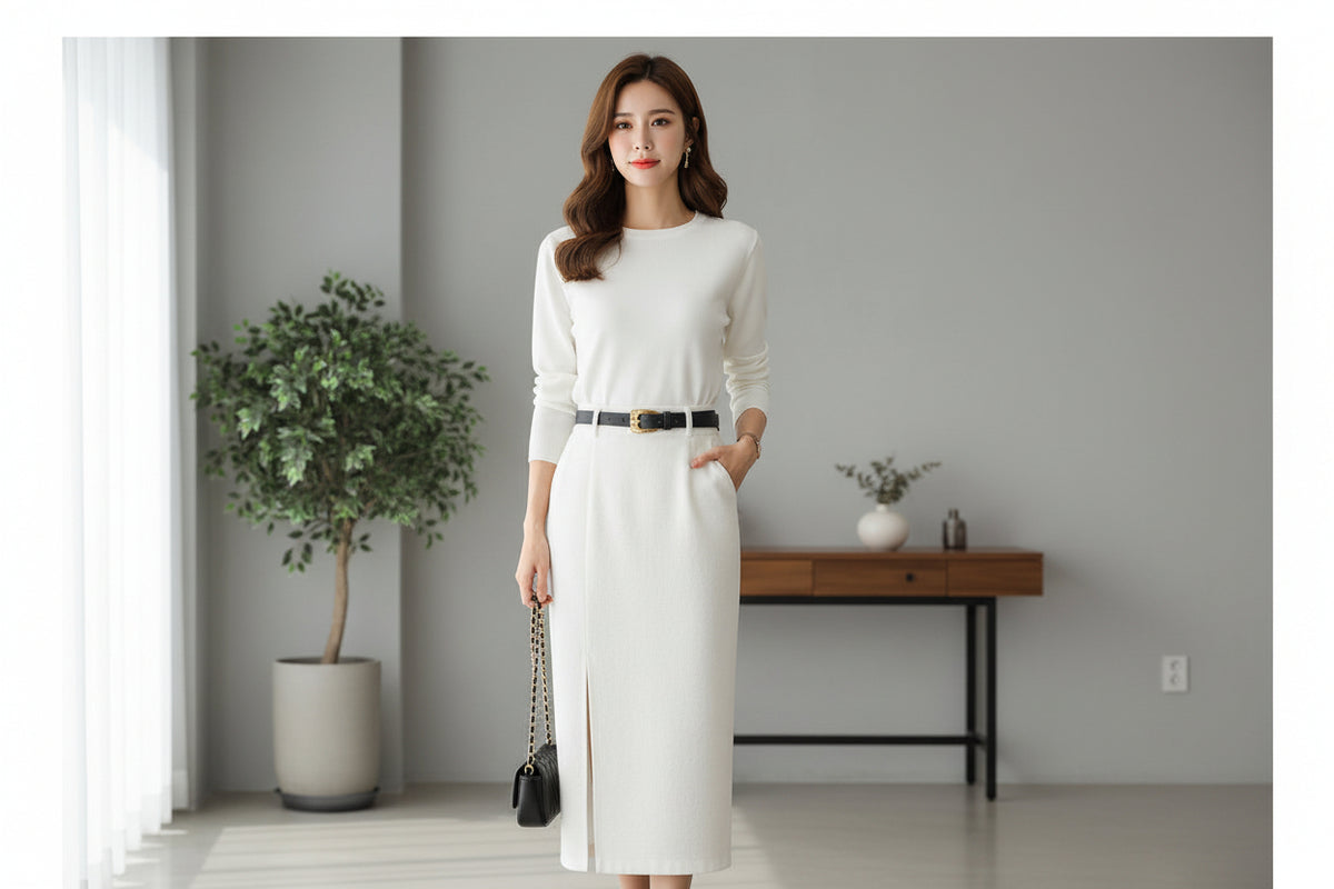 High Waist A-Line Corduroy Skirt