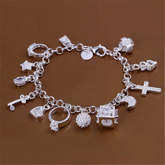 Trendy Silver Plated Charm Bracelet for Women