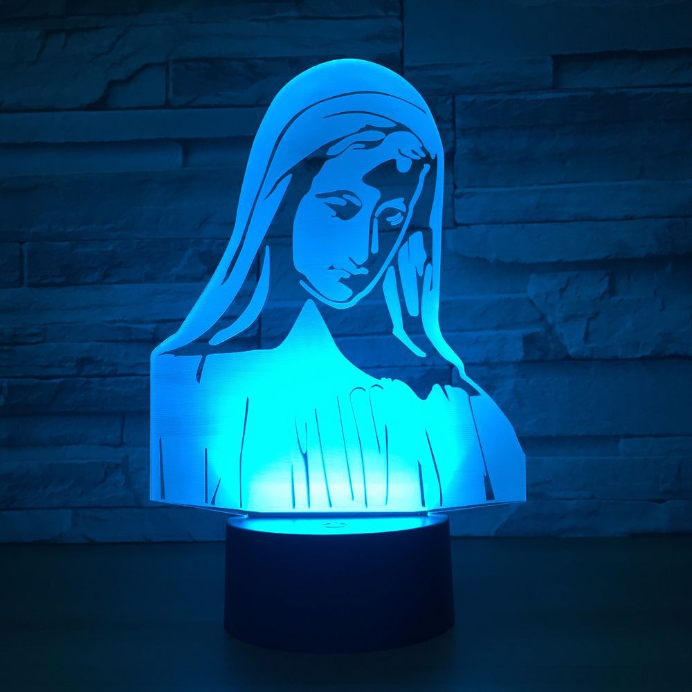 3D LED Night Light – Jesus & Virgin Mary Laser Engraved Lamp