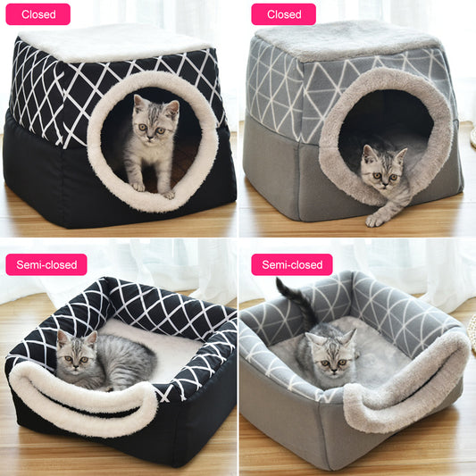 2-in-1 Pet Bed Villa – Cozy Space Capsule House for Cats & Dogs