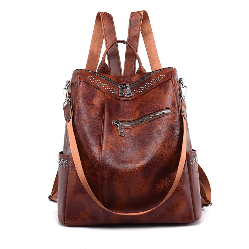 Women's Retro Soft Leather Backpack – Large Capacity