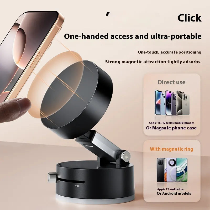 Magnetic Suction Cup Phone Holder – Foldable Dashboard & Desk Mount