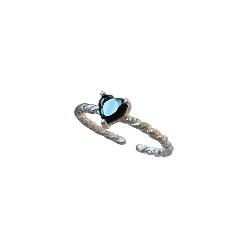 Black Zirconia Love Twist Ring | 925 Sterling Silver