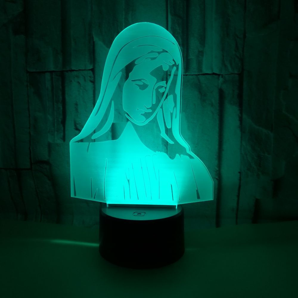 3D LED Night Light – Jesus & Virgin Mary Laser Engraved Lamp