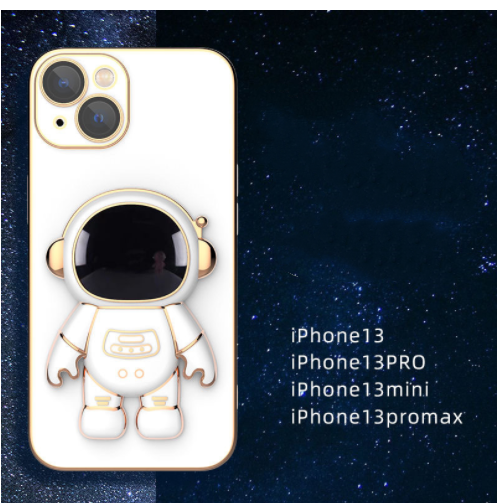Astronaut Phone Case with Stand – Cute Protective Cover for iPhone 14