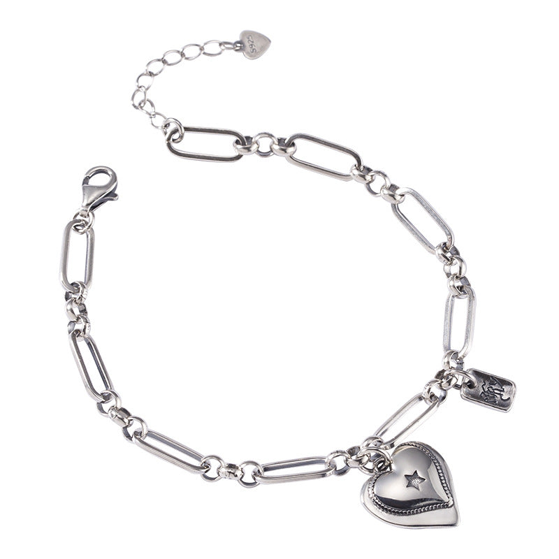 925 Sterling Silver Loving Heart Charm Bracelet