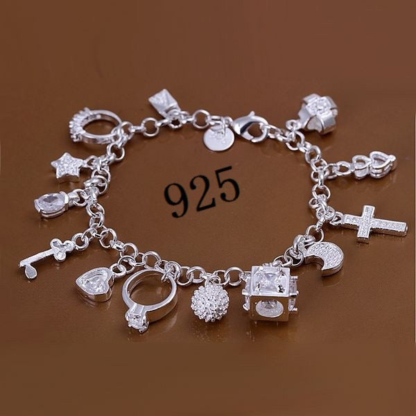 Trendy Silver Plated Charm Bracelet for Women