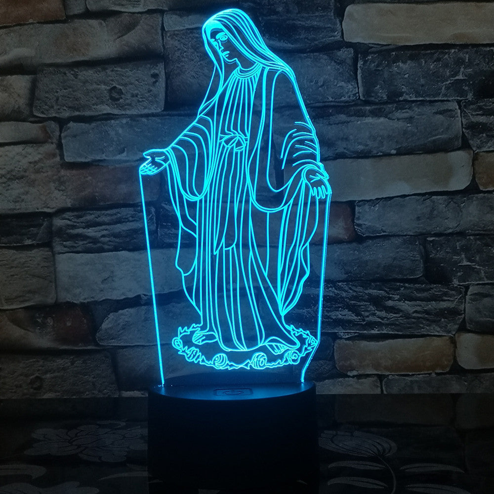 3D LED Night Light – Jesus & Virgin Mary Laser Engraved Lamp