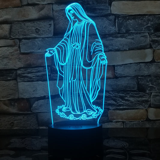 3D LED Night Light – Jesus & Virgin Mary Laser Engraved Lamp
